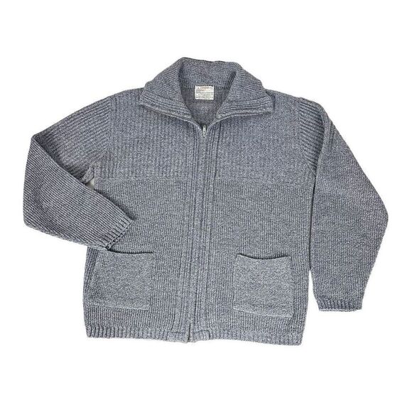 Vintage Grey Acrylic London Fog Sweater size XL Full Zip Collared - Picture 1 of 7